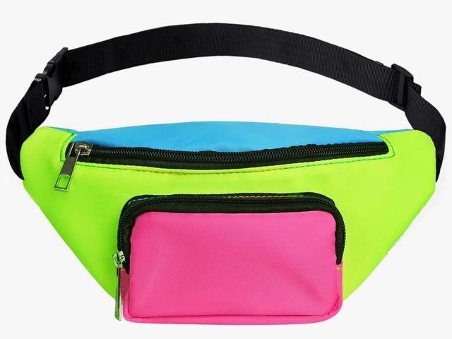 Lot 96-173417 - Three Pockets Neon Retro 80s Fanny Pack for Women Men Travel Festival Theme Party Vintage Rave Acces...