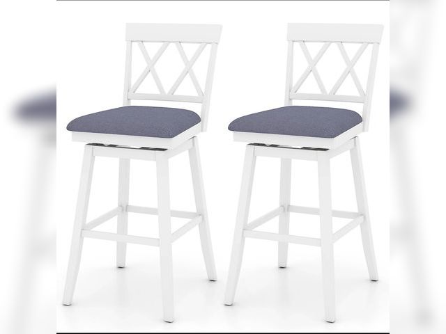 Lot 96-197357 - Set of 2 Swivel Bar Stools Counter Height Barstools with Backrest Upholstered Seat Cushion-29 Inches...