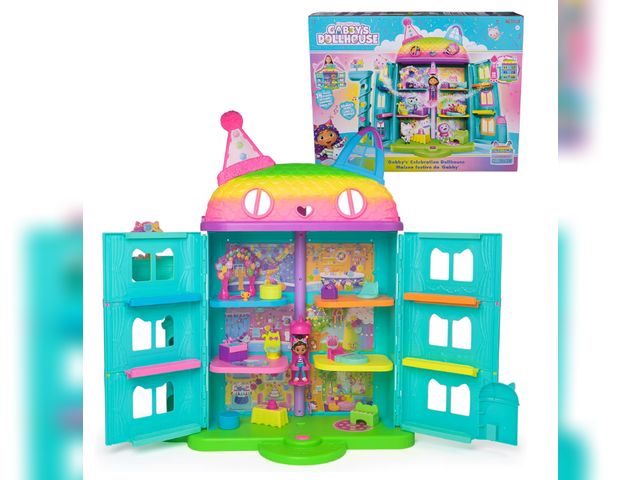 Lot 96-177291 - Gabby's Dollhouse, 14 Pc Celebration Dollhouse, 25-Inches Tall, with Toy Figures, Doll House Furnitu...