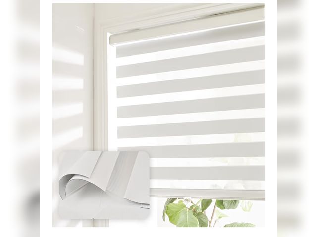 Lot 96-211560 - Cordless Zebra Blinds for Windows Shade Dual Layer Free-Stop Light Filtering Blackout Roller Blinds ...