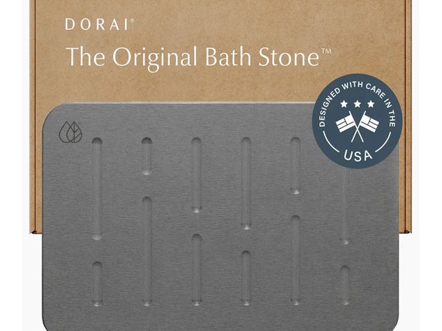 Lot 96-163694 - Dorai Home Bath Stone – Luxury Quick-Drying Stone Bath Mat, Non-Slip Surface, Rubberized Bottom Pad,...