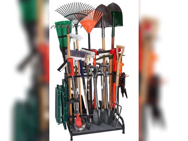 Lot 96-189978 - Garden Tool Organizer, Yard Tools Rack Holds 55 Long-Handled Tools/Rakes/Brooms for Garage Organizat...