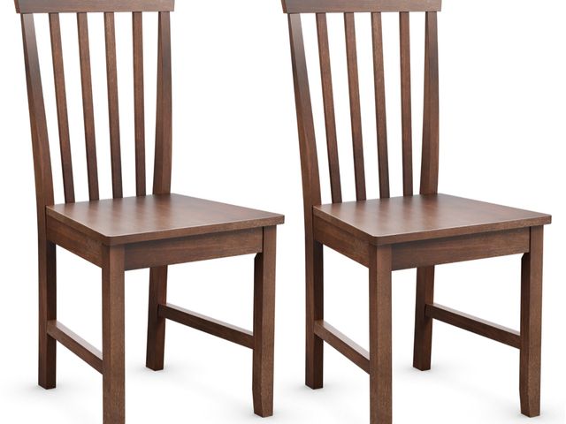 Lot 96-192241 - Costway Set of 2 Dining Chair Brown Kitchen Spindle Back Side Chair with Solid Wooden Legs
New