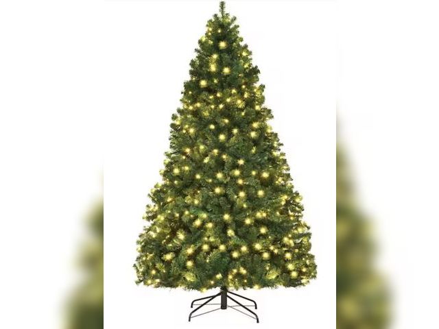 Lot 96-197501 - Costway 7.5 ft. Pre-Lit Hinged PVC Artificial Christmas Tree with 400-LED Lights and Stand New