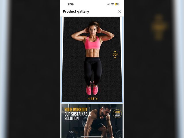 Lot 96-192165 - Rubber King Multi-Purpose Exercise Mat - 100% Recycled Thick Rubber Mat for Home Gym Flooring, Non-S...