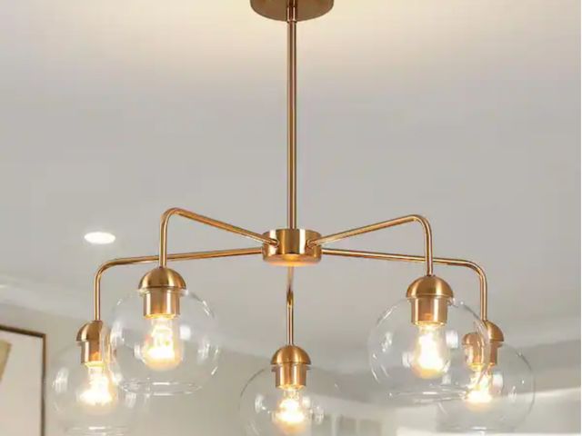 Lot 96-210482 - 5‑Light Gold Sputnik Sphere Modern Glass Bubble Chandelier
New 
Msrp $109.99