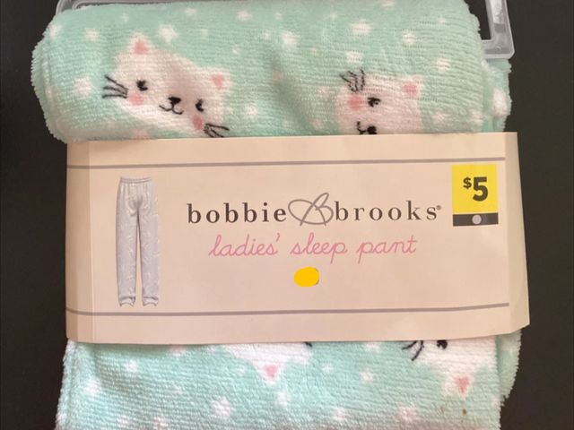 Lot 96-201345 - Bobbie Brooks Cat Pattern Plush Sleep Lounge Pajama Pants Size XL New