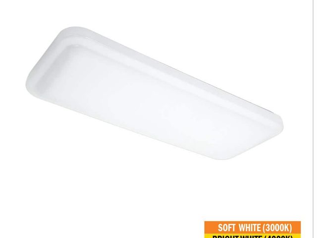 Lot 96-181736 - Commercial Electric 24 in. x 10 in. Classic White LED Flush Mount Closet Light 1600 Lumens 20-Watt
A...