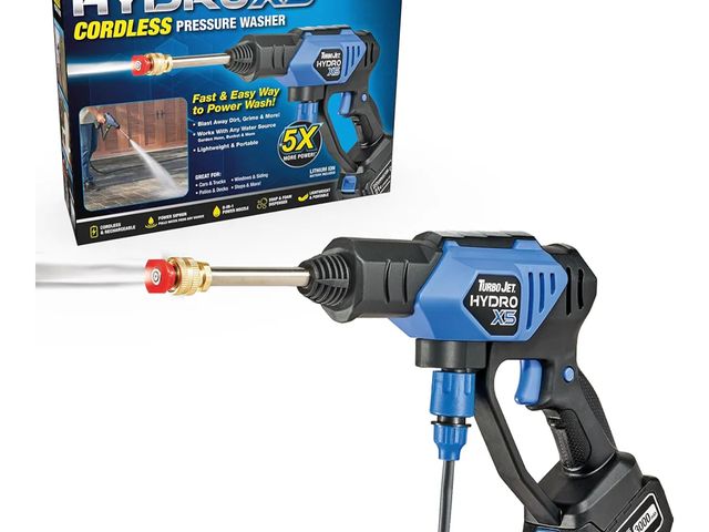 Lot 96-176011 - Ontel Turbo Jet HydroX5 Pro Portable Cordless Pressure Washer (21V 3000mAh Battery), 6-in-1 Nozzle, ...