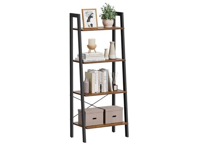 Lot 96-175897 - VASAGLE Ladder Shelf, 4-Tier Bookshelf, Storage Rack, Bookcase with Steel Frame, for Living Room, Ho...