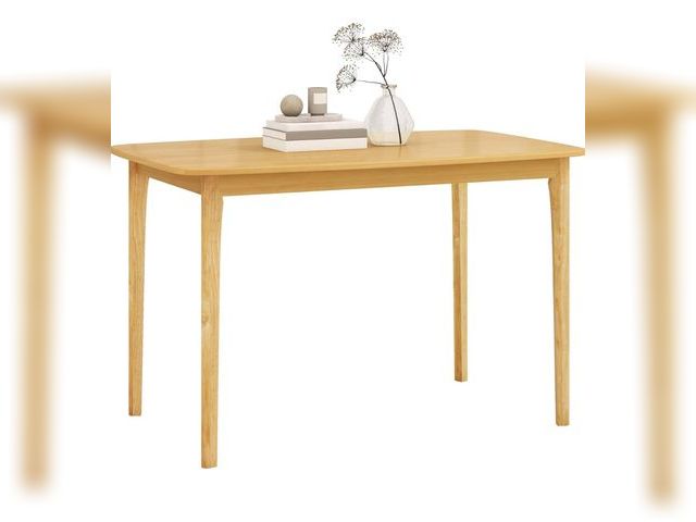 Lot 96-192701 - COSTWAY Dining Table, 48” Wooden Rectangular Kitchen Table with Solid Rubber Wood Legs, Spacious Tab...