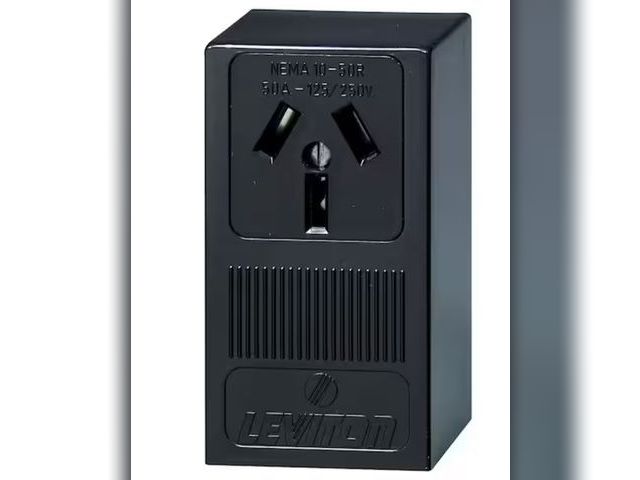 Lot 96-178272 - Leviton 50 Amp Thermoplastic Power Single Outlet, Black

New