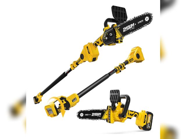 Lot 96-175996 - IMOUMLIVE 2-IN-1 Cordless 8 Inch Pole Saw &amp; Chainsaw, 21V 3Ah Battery, 14.7ft Max Reach, 8.3lb L...