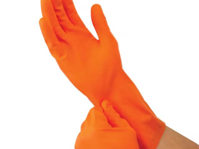 Lot 96-190144 - Case of 12 HDX Orange Nitrile Heavy Duty Reusable Gloves Size Large/ Extra Large 
New