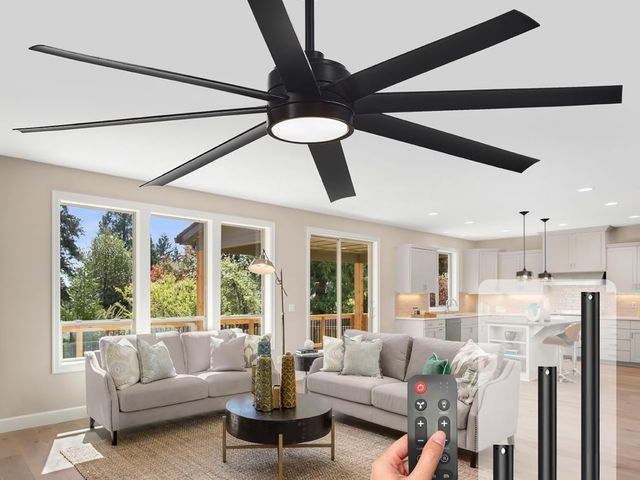 Lot 96-170958 - Modern Ceiling Fans with Lights, 65 Inch Ceiling Fan with Light and Remote for Bedroom Living Room K...