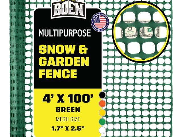 Lot 96-177459 - BOEN 4' x 100' Green Temporary Fencing, Mesh Snow Fence, Plastic, Safety Garden Netting, Above Groun...