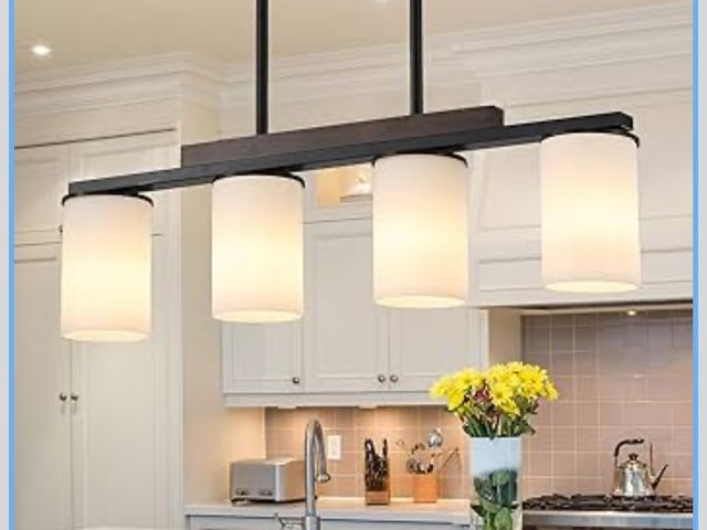 Lot 96-208331 - Farmhouse Dining Room Light Fixtures Over Table, Black Pendant Lights for Kitchen Island with Milk G...