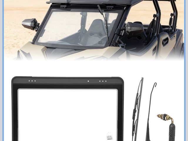 Lot 96-226428 - KEMIMOTO 5MM DOT Glass Windshield with Wiper Compatible with 2023-2026 CFMOTO ZForce 950 Sport &amp;...