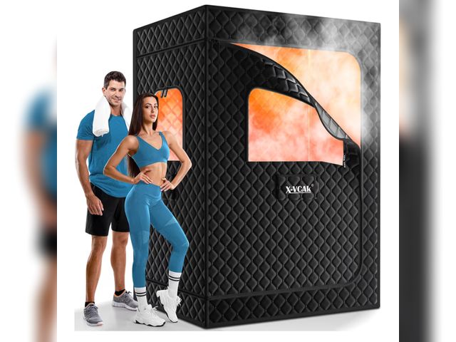 Lot 96-181272 - 2 Person Sauna, Extra Large Sauna Box, Portable Steam Sauna Tent with 2 Steamers, 2 Folding Chair, 7...