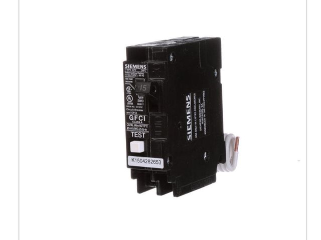 Lot 96-170816 - Siemens 15 Amp Single Pole Type
QPF2 GFCI Circuit Breaker New