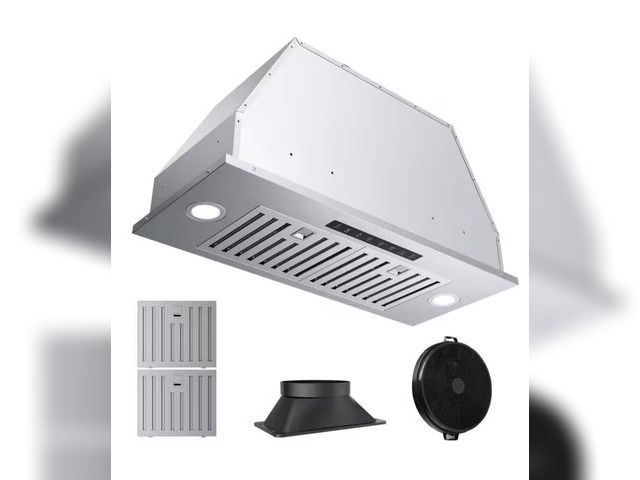 Lot 96-171900 - VIKIO 28 in. 900 CFM Convertible Ducted to Ductless Insert Range Hood in Stainless Steel with LED, G...