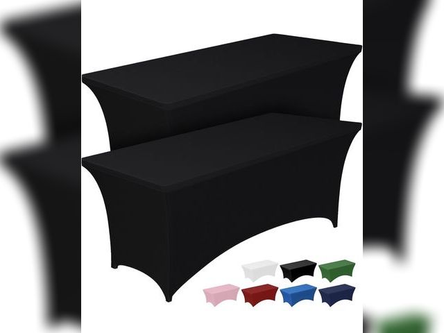 Lot 96-194616 - Spandex Tablecloth 6ft - 2 Pack, Fitted and Tight Cloth for Rectangle Table, Wrinkle-Free and Stretc...