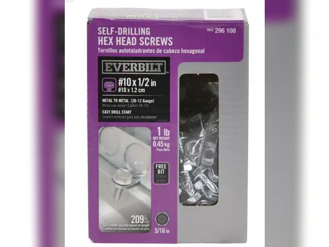 Lot 96-164503 - Everbilt #8 x 1 inch Self-Drilling Hex Head Screws, designed for metal-to-metal applications (20-12 ...