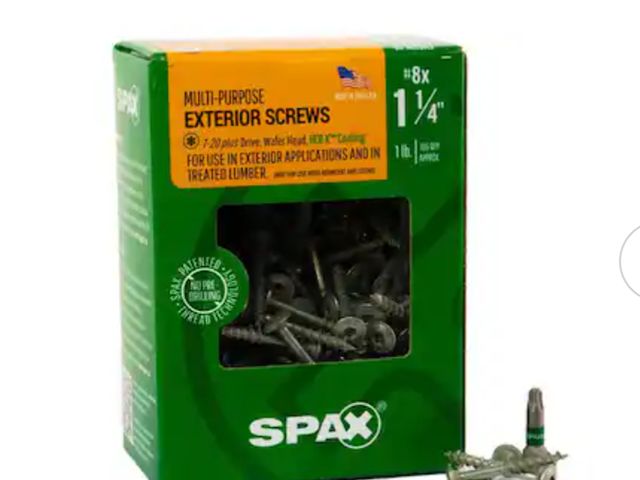 Lot 96-181836 - SPAX #8 x 1-1/4 in. Exterior Wafer Head Wood Screws Construction Torx T-Star Plus (195 Each)  New