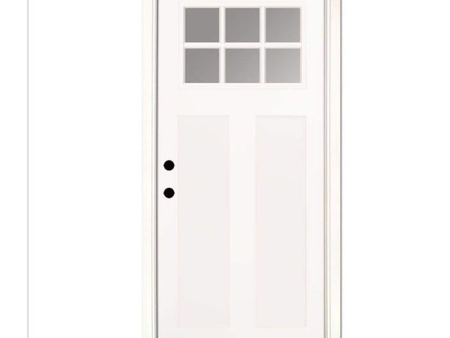 Lot 96-172887 - Feather River Doors 33.5 in. x 81.625 in. 6 Lite Clear Craftsman Unfinished
Smooth Right-Hand Inswin...