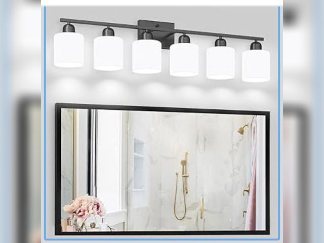 Lot 96-186724 - 6-Light Black Vanity Lights for Bathroom, Modern Bathroom Vanity Lighting Fixtures Over Mirror, Bath...