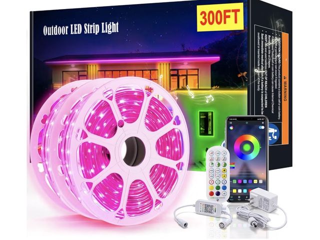 Lot 96-197526 - Rxment 300ft Outdoor LED Strip Lights IP68 Waterproof, Color Changing, Music Sync, Remote &amp; App ...