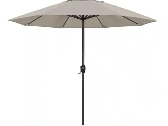 Lot 96-232741 - California Umbrella 9 ft. Bronze Aluminum Market Patio Umbrella Auto Tilt Crank Lift in Woven Granit...