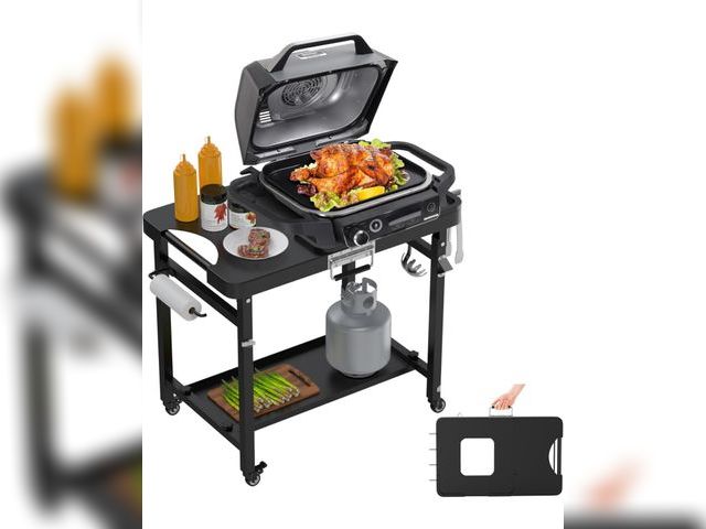 Lot 96-187904 - Portable Outdoor Grill Stand for Ninja Woodfire OG900 OG800 OG700 Grill Cart, for Blackstone Electri...