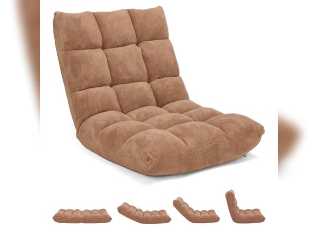 Lot 96-184633 - 14-Position Floor Sofa, Folding Gaming Sofa Chair, Study Steel Frame, Couch Recliner, Tan
Angle Adju...