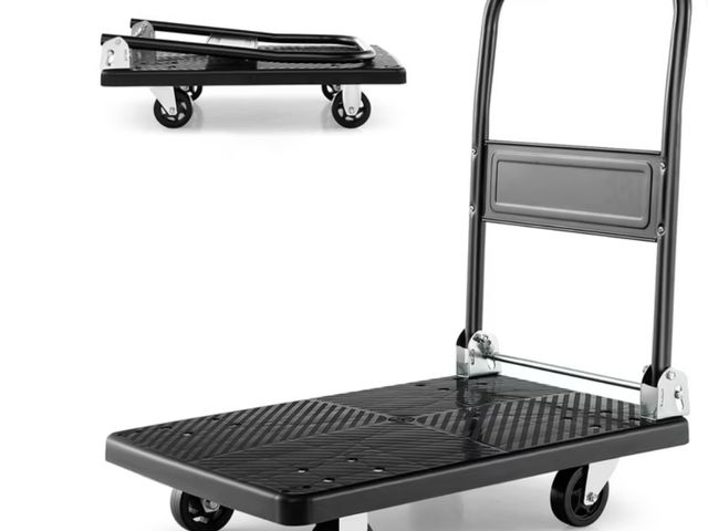 Lot 96-192355 - Costway Folding Push Cart Dolly Platform Hand Truck with 360° Swivel Wheels 440LBS Capacity Lightly ...