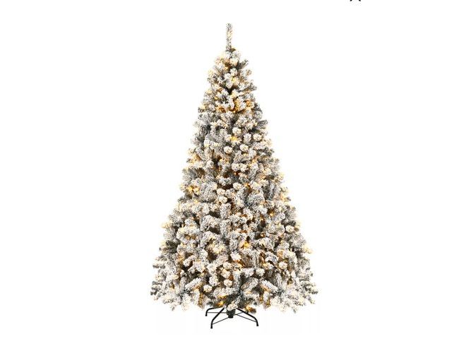 Lot 96-192305 - Costway 7ft  Pre-Lit Premium Snow Flocked Hinged Christmas Tree w/ 450 Lights
New
MSRP $180.00