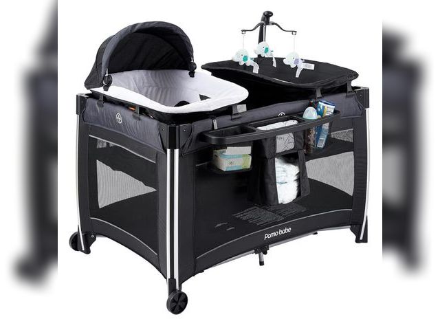 Lot 96-179544 - Pamo Babe 4 in 1 Baby Playards with Bassinet &amp; Changing Table, Portable Crib Breathable Mesh and...