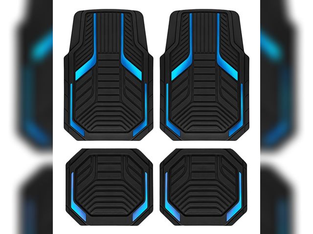 Lot 96-175971 - PIC AUTO Heavy Duty Rubber Floor Mats, Blue Aluminum Film Car Mats Set, Front and Rear Car Mats with...