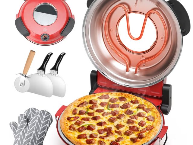 Lot 96-210138 - HomCozy
Electric Pizza Oven Indoor with Glazed Ceramic Stone, 12-Inch Portable Countertop Pizza Make...