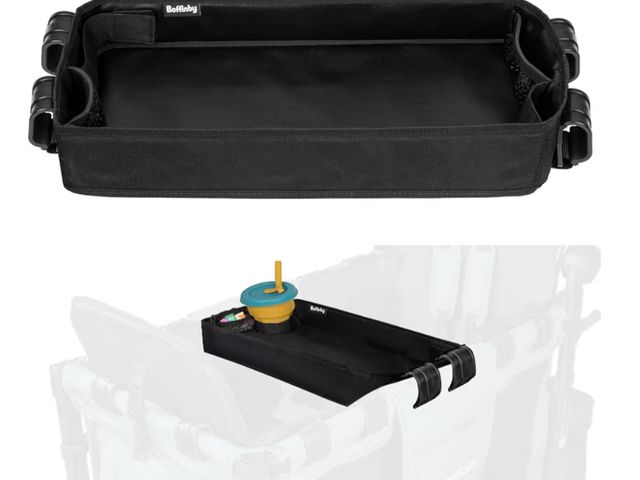 Lot 96-176272 - Double Sided Stroller Tray Fits for Wonderfold Wagon- Kids Snacks &amp; Activities - Faux Leather Si...