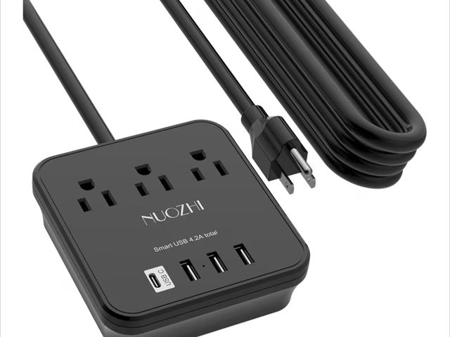 Lot 96-181425 - 20 Ft Power Strip with 3 Outlets and 4 USB Ports(1 USB C), Non Surge Protector for Cruise Ship, Trav...