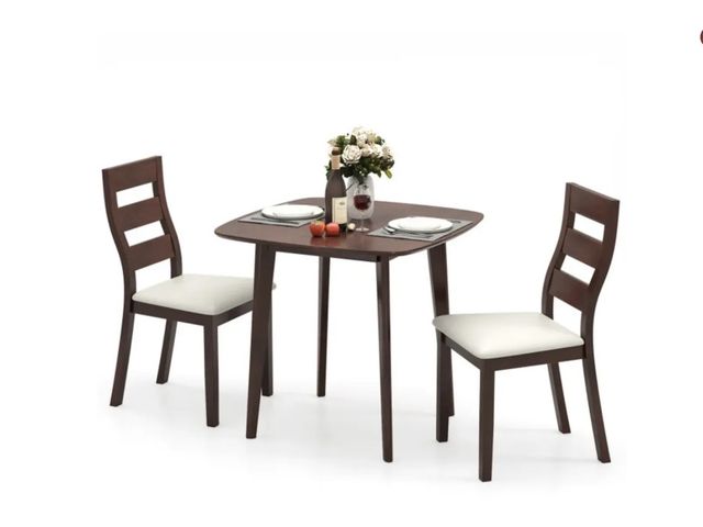 Lot 96-197329 - 3-Piece Dining Table Set with Wooden Square Kitchen Table and 2 Chairs MSRP $239.99 New