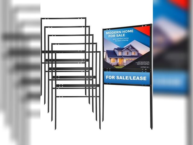 Lot 96-187482 - 6 Pack Real Estate Yard Signs Metal H Frame with Rider Black Real Estate Sign Holder Steel H Frame Y...