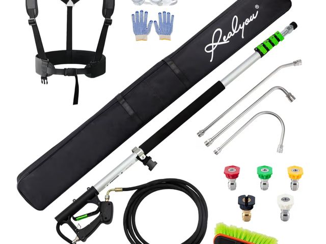 Lot 96-190265 - Realyou 24 FT Pressure Washer Telescoping Wand with Pressure Washer Extension Wand, Gutter Cleaner T...