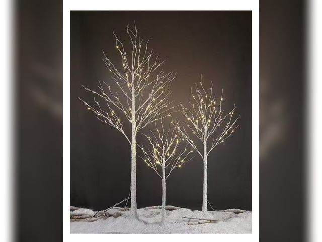 Lot 96-175327 - Lightshare 4ft., 6 ft., 8 ft. Pre-Lit Birch Tree Warm White, Artificial Christmas Tree for Festival,...