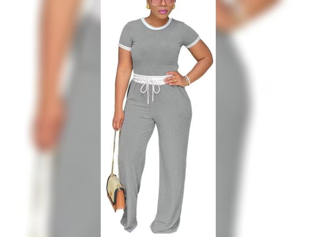 Lot 96-230845 - Aomice Womens 2 Piece Outfits Casual Sweatsuits Set Short Sleeve Matching Sets Tracksuit Size Large ...