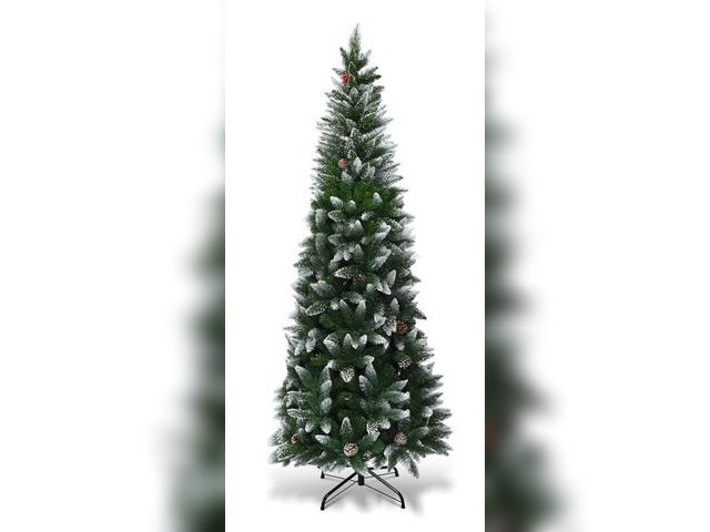 Lot 96-192567 - Costway frosted Christmas tree with pinecones. Height unknown, may vary from stock photo, used