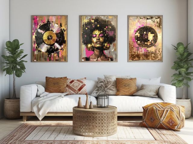 Lot 96-195256 - 3 piece wall art approx 16x24” New