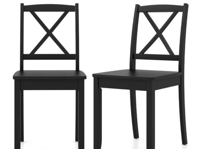 Lot 96-197959 - Wood Dining Chair Set of 2 with Rubber Wood Legs and Curved Backrest MSRP $134 Unused, loose hardwar...