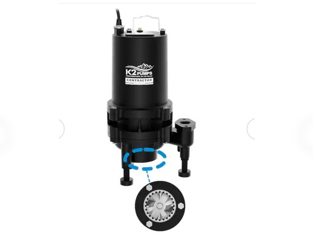 Lot 96-172973 - K2 Contractor Series 2 HP Cast Iron Submersible Grinder/Sewage Pump New MSRP $649